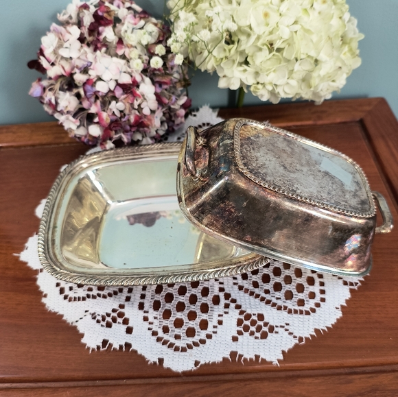 Butter dish, FIESTA ONEIDA silver, with lid and handle.  Antique, rare.  Observa - Picture 6 of 17